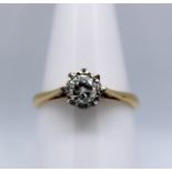 18ct Yellow Gold approx. 0.40ct Solitaire Round Brilliant Cut Diamond Ring.  The assessed Diamond