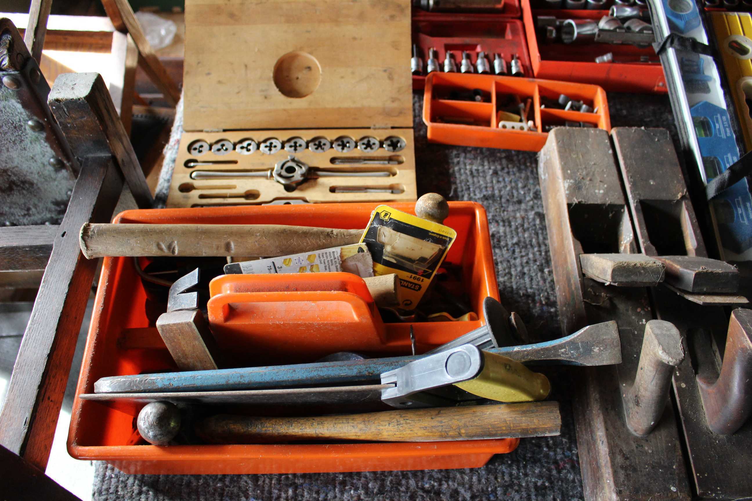 Large selection of hand tools to include socket sets wood planes spirit levels etc - Image 3 of 6