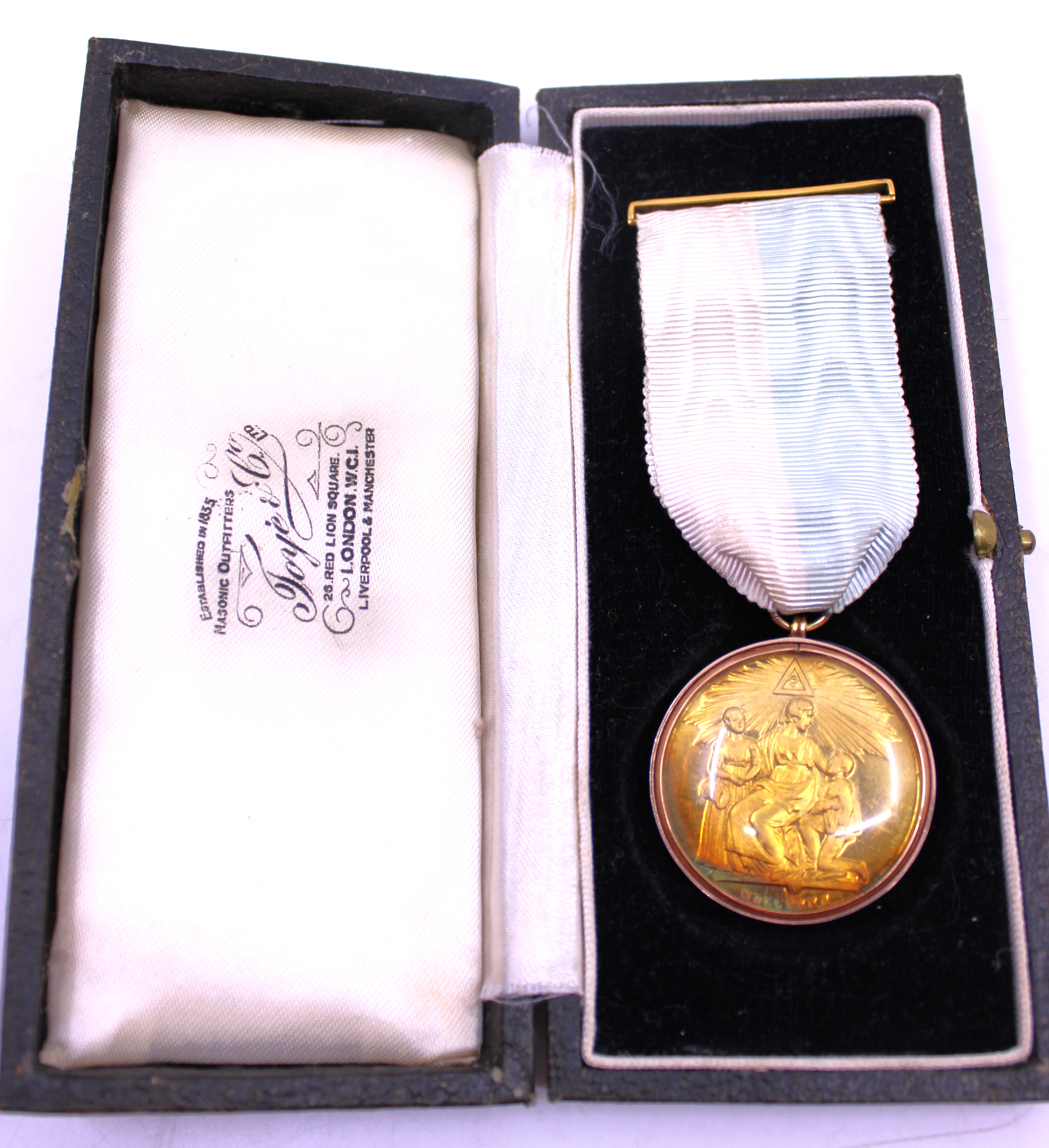 A Gold Gilted Sterling Silver Steward Charity & Benevolence Instituted Masonic Medal.  This Medal is