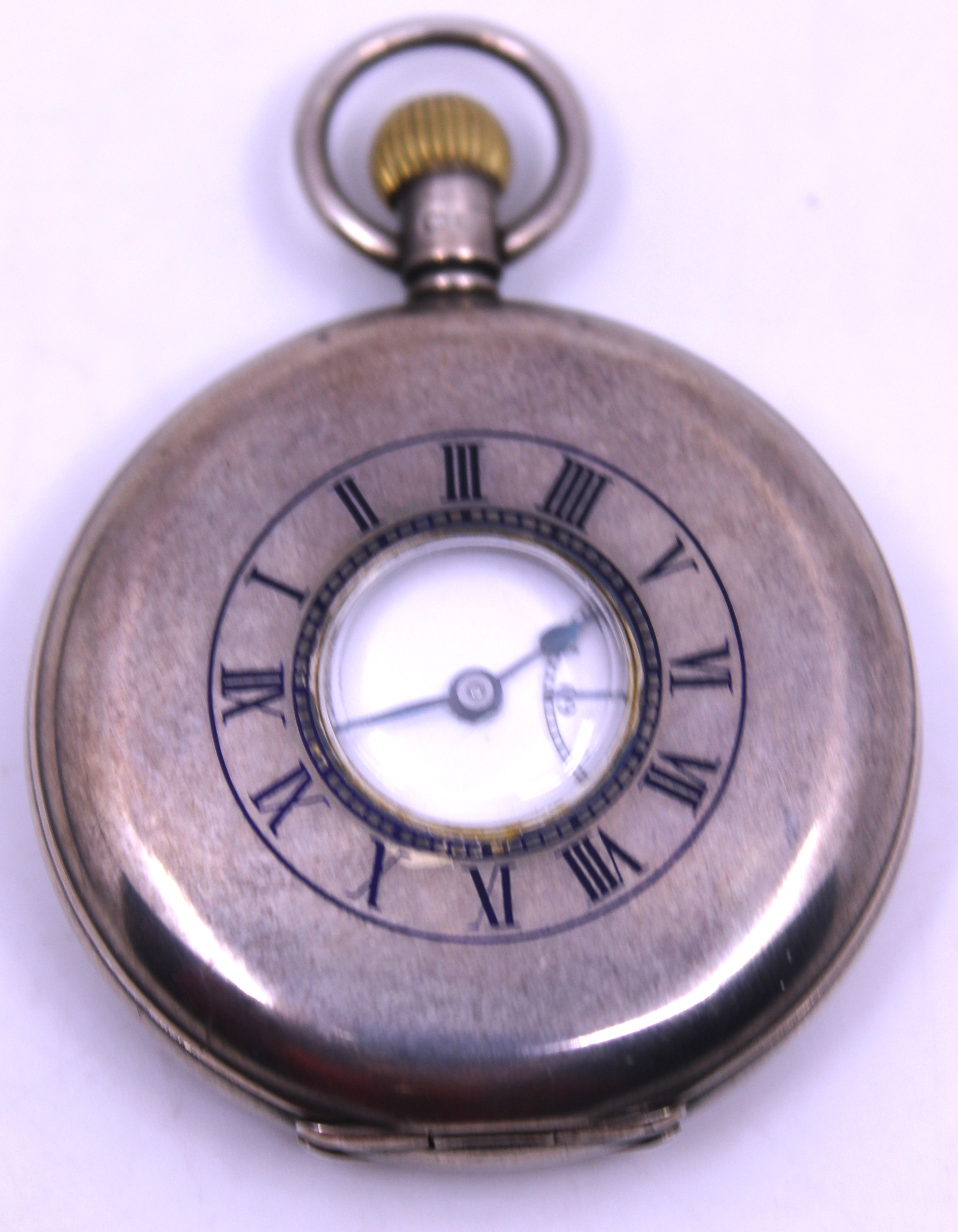 J.W. Benson London Sterling Silver Half Hunter Pocket Watch in original box.  The Pocket Watch - Image 2 of 5