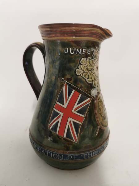 A Doulton Lambeth stoneware commemorative jug, June 5th 1900 in commemoration of the hoisting of the - Image 2 of 3