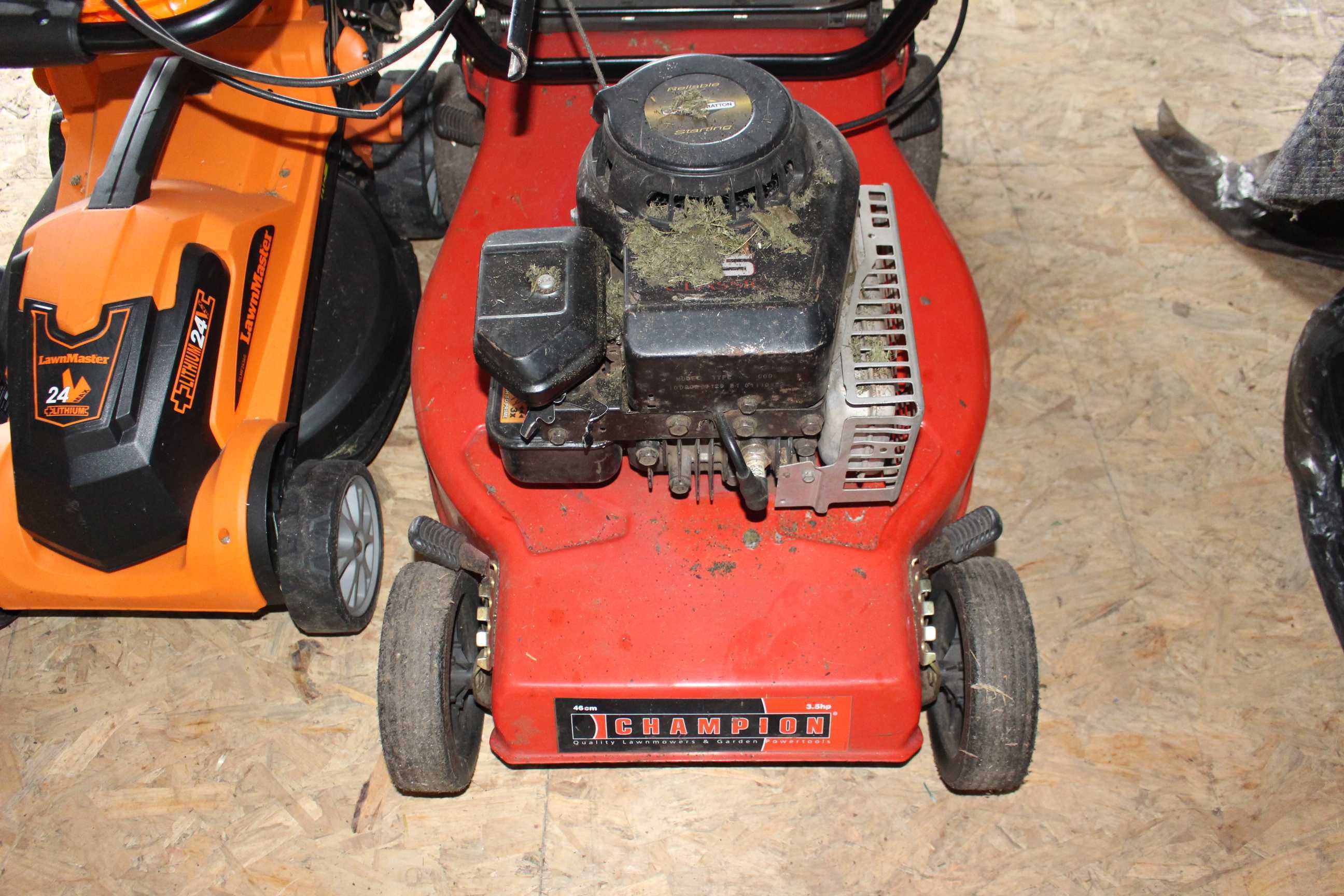 2 x garden Mowers & 1 x lawn rake, all sold as untested. - Image 2 of 5