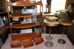 3 tier wall shelf with draws and 3 x Chrome based stands.