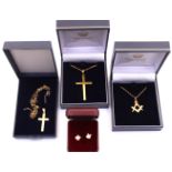 Selection of 9ct Gold Jewellery.  To include a 9ct Gold Cross Pendant and Chain, a 9ct Gold Cross