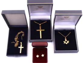 Selection of 9ct Gold Jewellery.  To include a 9ct Gold Cross Pendant and Chain, a 9ct Gold Cross