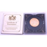22ct Gold 2016 Sovereign. Cased with Certificate of Provenance.