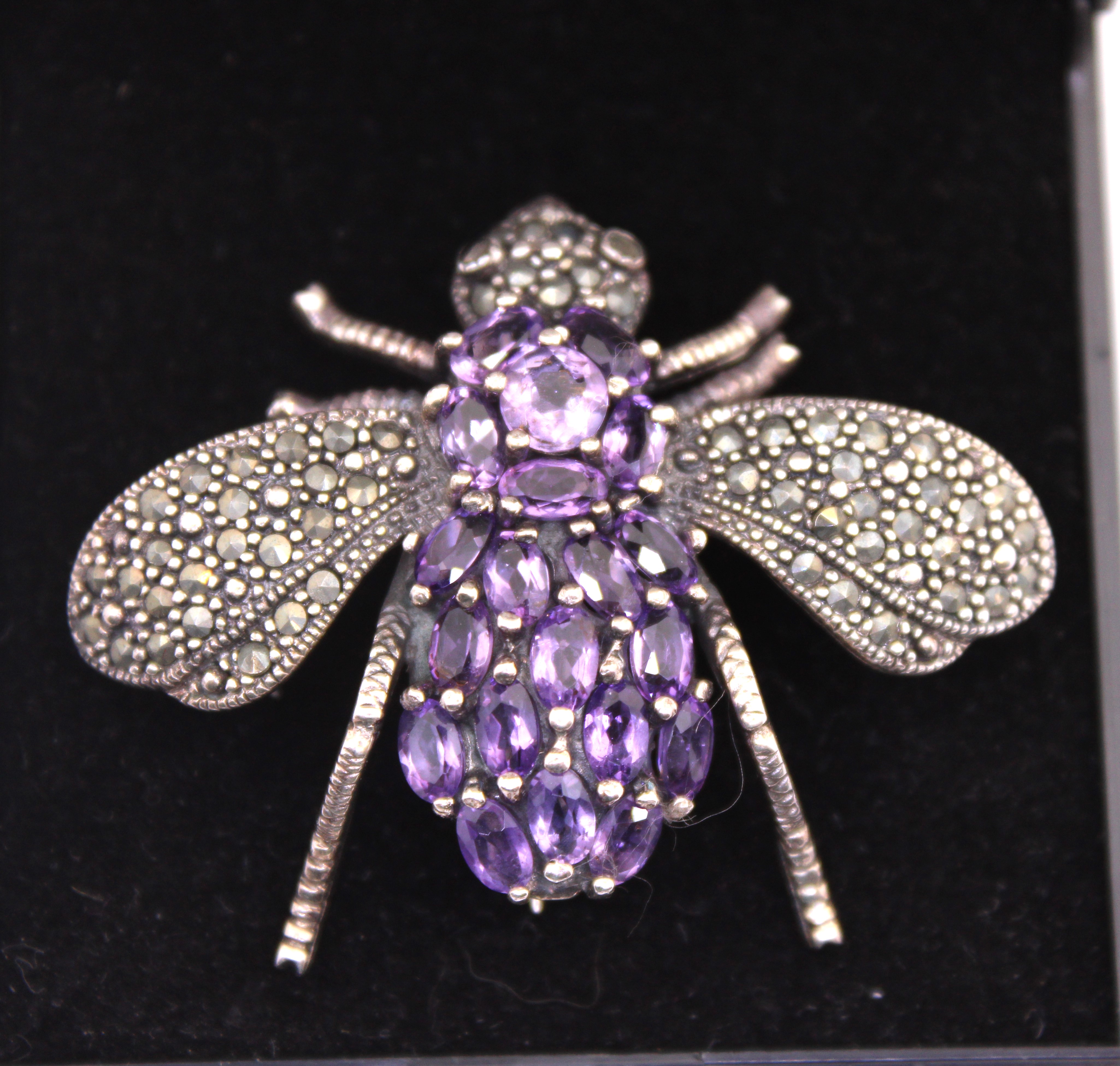 Selection of Sterling Silver Jewellery.  To include a Silver Amethyst and Marcasite Bee/Bug - Image 2 of 4
