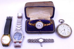 Four Watches and Silver Pocket Watch.  The watches are to include a Tissot Swiss Automatic PR-56