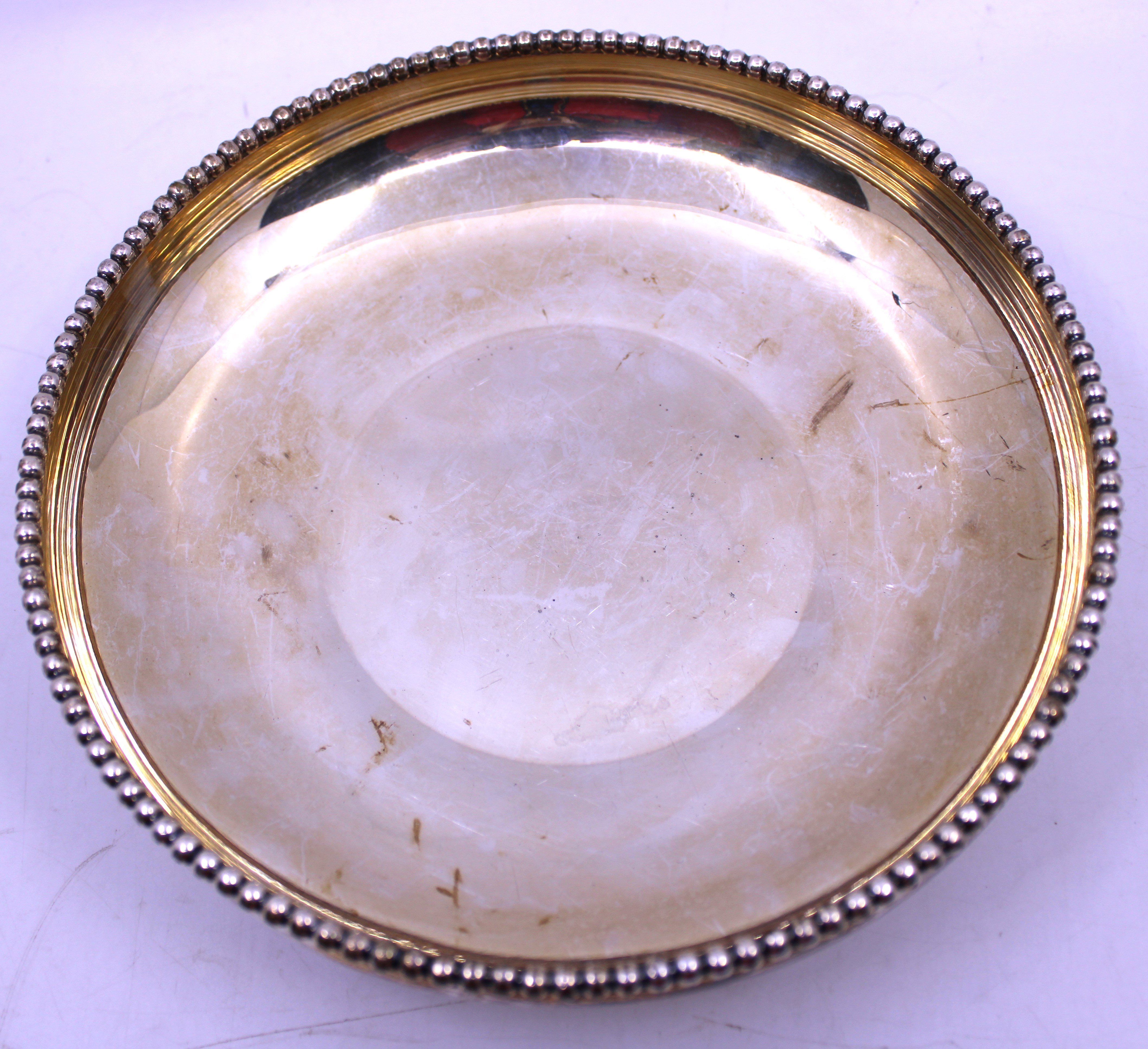 Norwegian Sterling Silver Three-Footed Bowl with beaded rim. The Bowl is engraved "HELGE AASLAND - Image 2 of 4