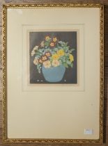 Hall Thorpe (Australian, 1874-1947). Flowers, colour woodcut, signed to margin at l.r., 18 x 17cm,