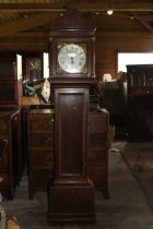 A George III Oak long case clock with brass face by Thomas Read of Ipswich. (1)