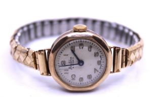 Vintage Ladies 9ct Gold Bentima Star Wristwatch.  This watch has a swiss made movement and has a