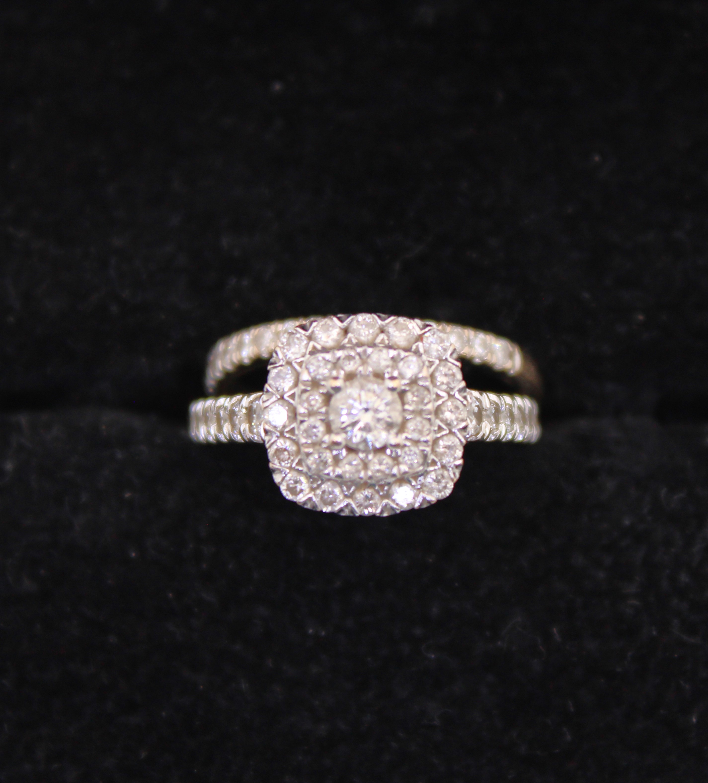 18ct White Gold Halo Design Round Brilliant Cut Diamond Bridal Set rings approx. 1ct Total.  The