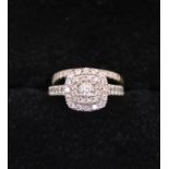 18ct White Gold Halo Design Round Brilliant Cut Diamond Bridal Set rings approx. 1ct Total.  The
