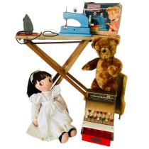 A collection of vintage circa 1950's 'Little Homemaker' toys to include: a wooden framed ironing