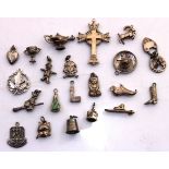 Selection of Sterling Silver and Unmarked White Metal Charms. To include a Genie Lamp, Witch on a