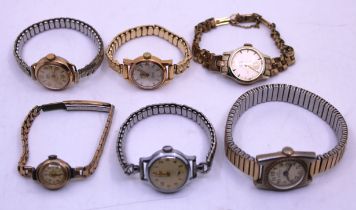 Selection of Six Ladies Vintage Watches.  To include a Rotary 17 Jewels Automatic watch with