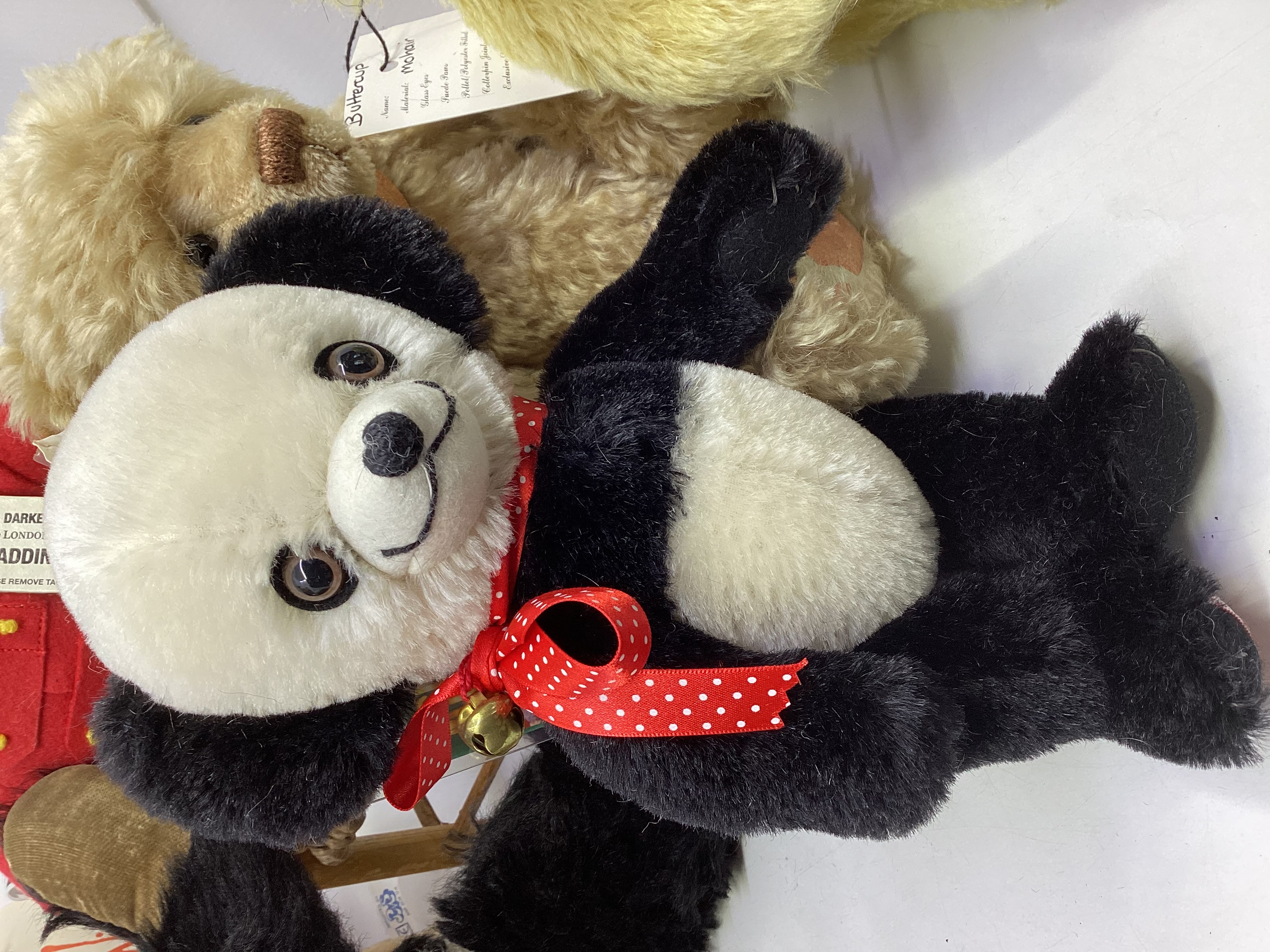 Vintage Teddy bears, to include a well-loved Chiltern 1950 (no label) 12” panda in mohair with - Image 15 of 16