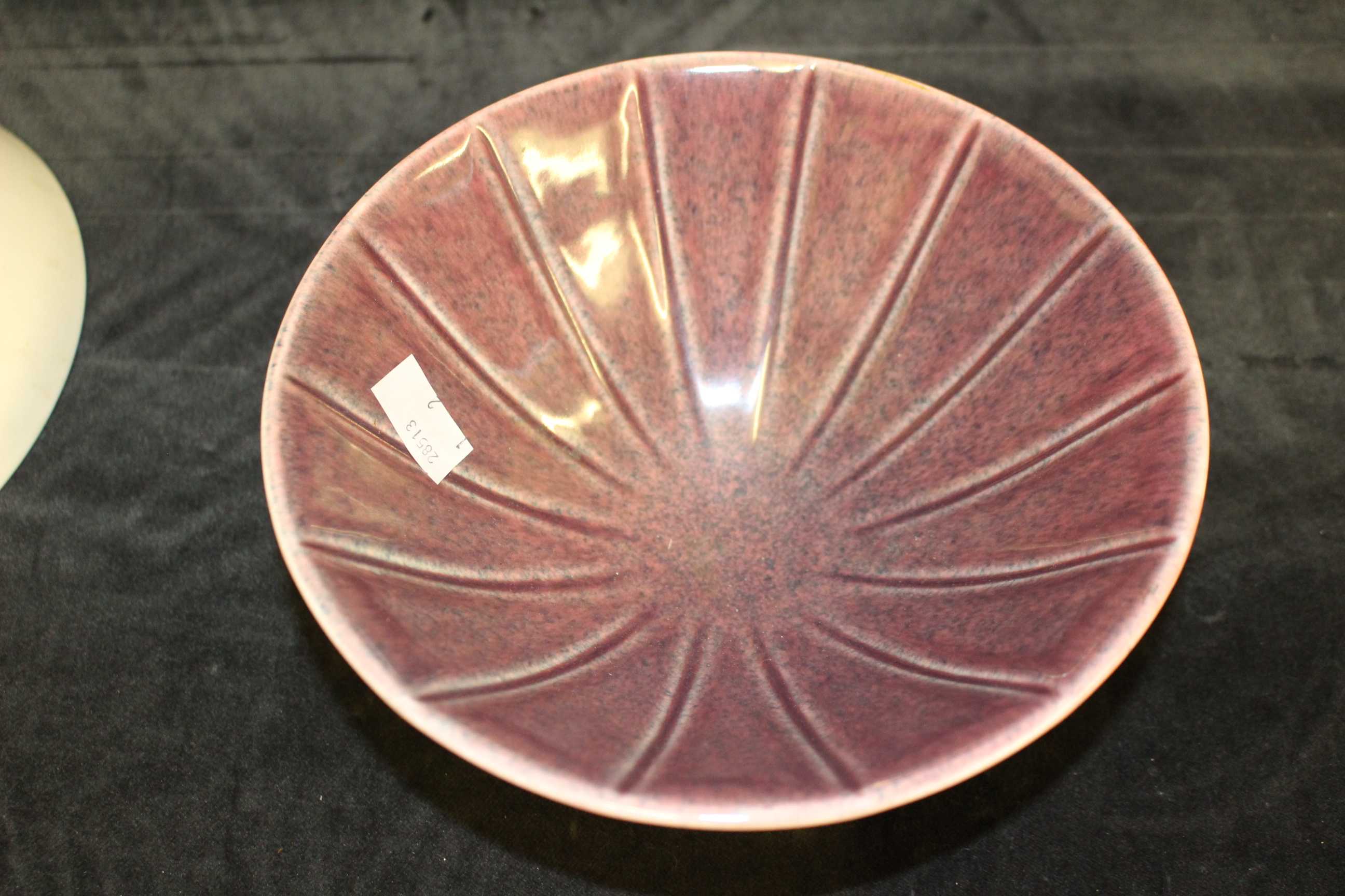 A Wedgwood bowl by Norman Wilson with fluted interior in mottled pink glaze, printed marks " - Image 4 of 5