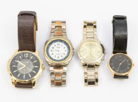 Selection of four watches.  To include a Ladies Citizen quartz watch with black leather strap, a