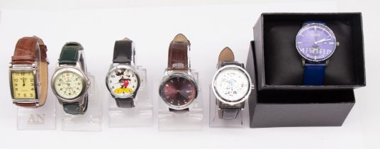 Selection of Men's watches, six in total. To include a Winner Automatic Skeleton watch with black
