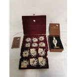 A cased set of 24 Hummel porcelain christmas tree decorations, together with a boxed Hummel