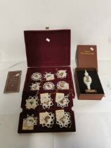 A cased set of 24 Hummel porcelain christmas tree decorations, together with a boxed Hummel