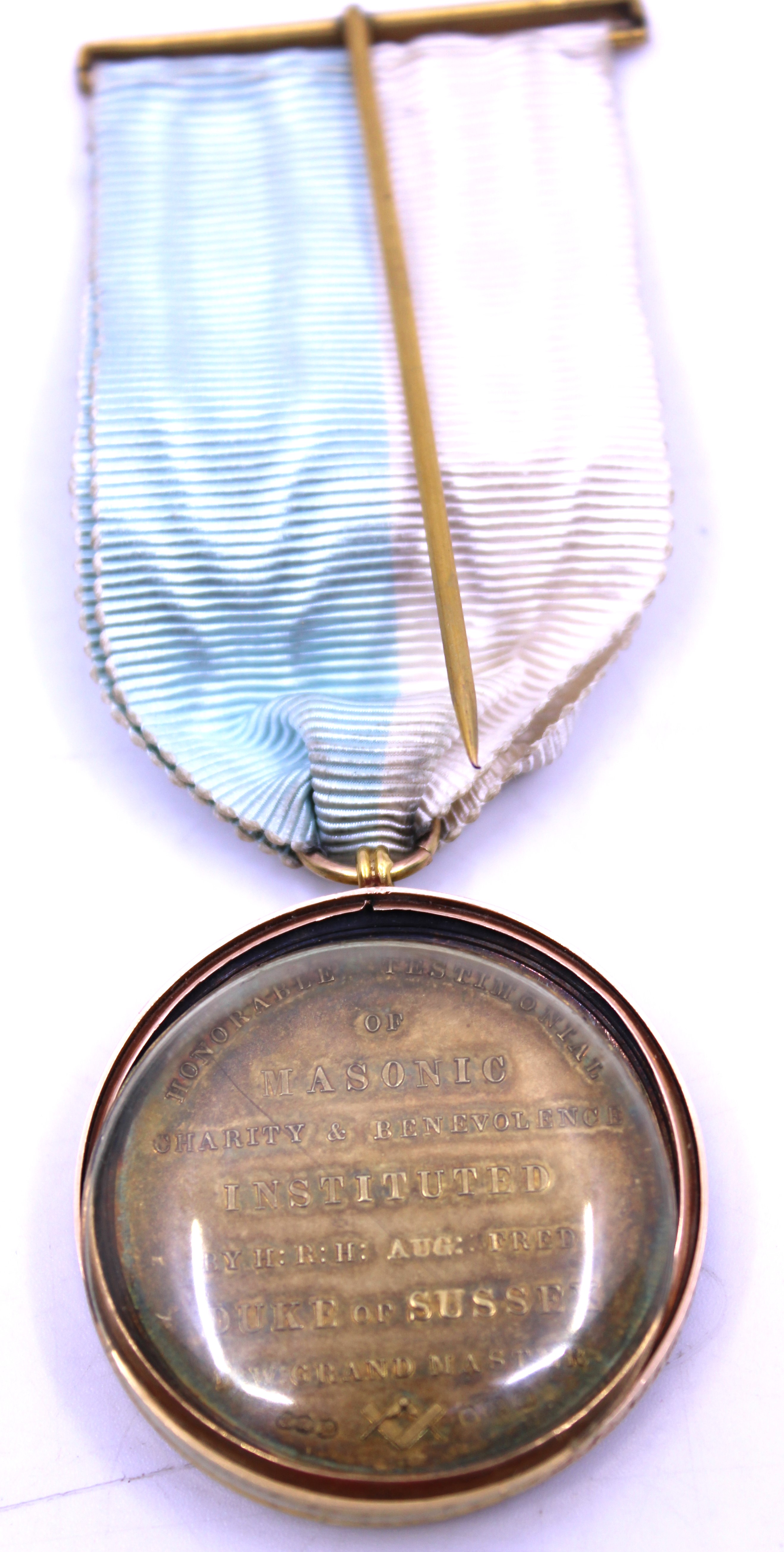 A Gold Gilted Sterling Silver Steward Charity & Benevolence Instituted Masonic Medal.  This Medal is - Image 4 of 4