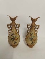 A pair of two handled Austrian porcelain vases, each 33cm high AF (2)
