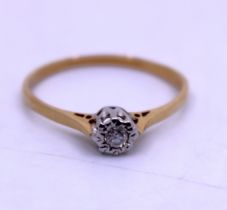 18ct Yellow Gold Approx. 0.10ct Ilusion Set Solitaire Round Brilliant Cut Diamond Engagement