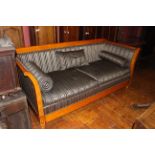 Cherrywood antique style 3 seater wooden framed sofa very good but used condition to include 2 x