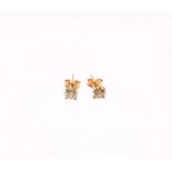 A pair of fancy brown diamond and 18ct rose gold stud earrings, four claw setting, scroll