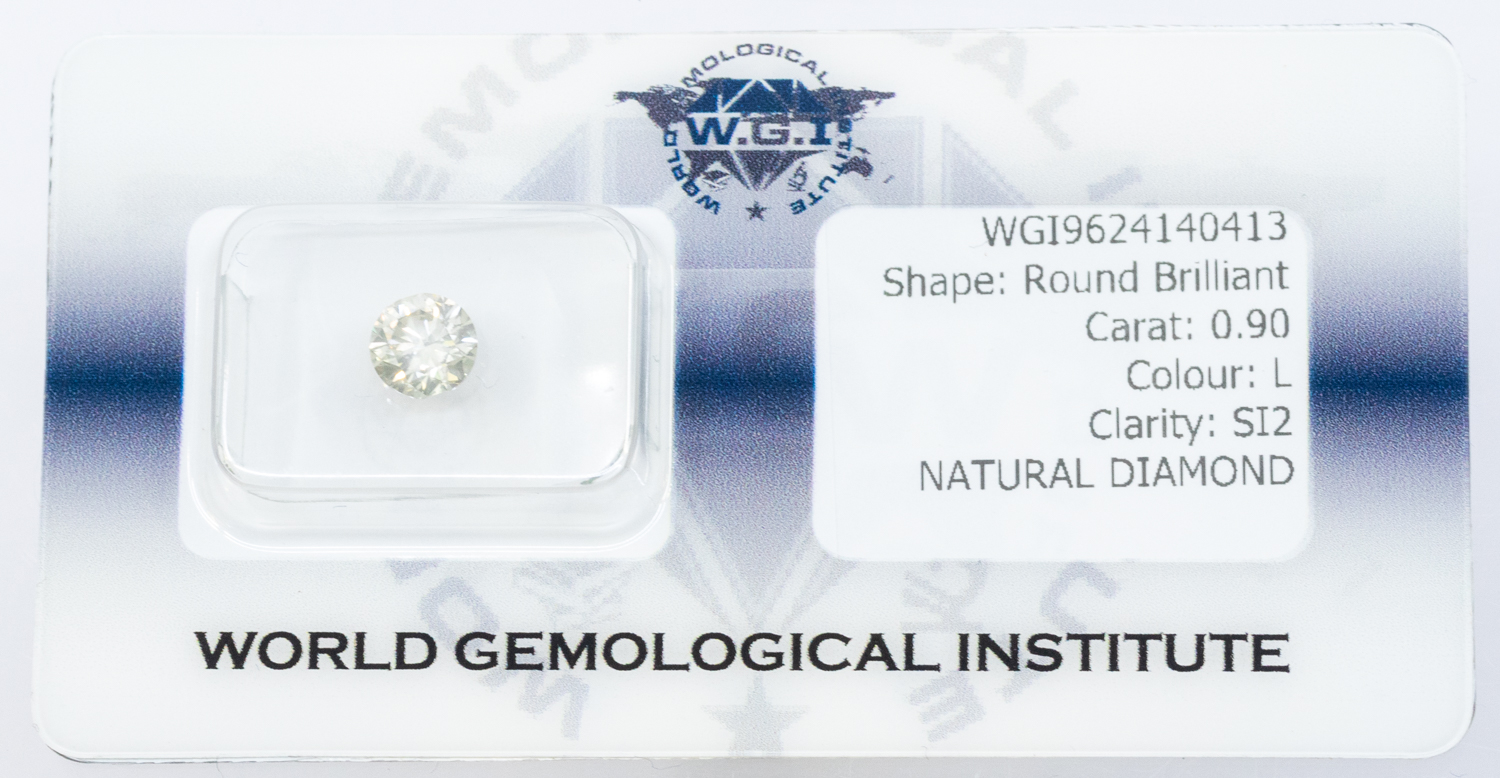 Certificated security sealed unmounted RBC diamond weight approx 0.90ct. assessed clarity SI2,