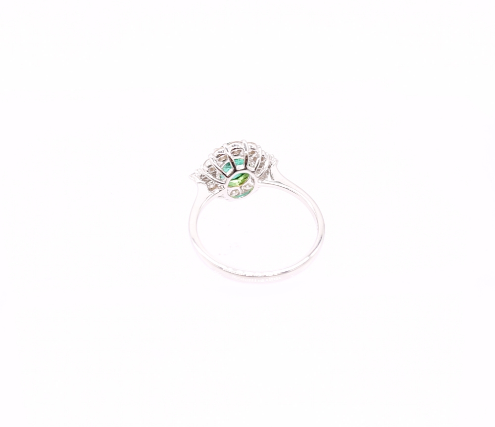 An emerald and diamond 18ct white Art Deco style cluster ring, the central emerald weighing approx - Image 5 of 5