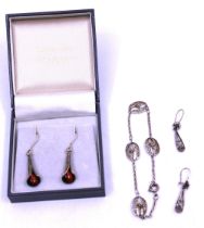 Selection of Silver Jewellery.  To include an Unmarked White Metal Bracelet and matching Earrings;