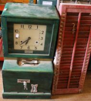 Vintage commercial clocking in machine time recorder comes complete with 2 x card racks and box of