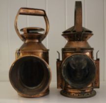 2 x Vintage Copper railway lanterns.