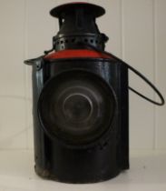 Vintage railway kerosene light with lens.
