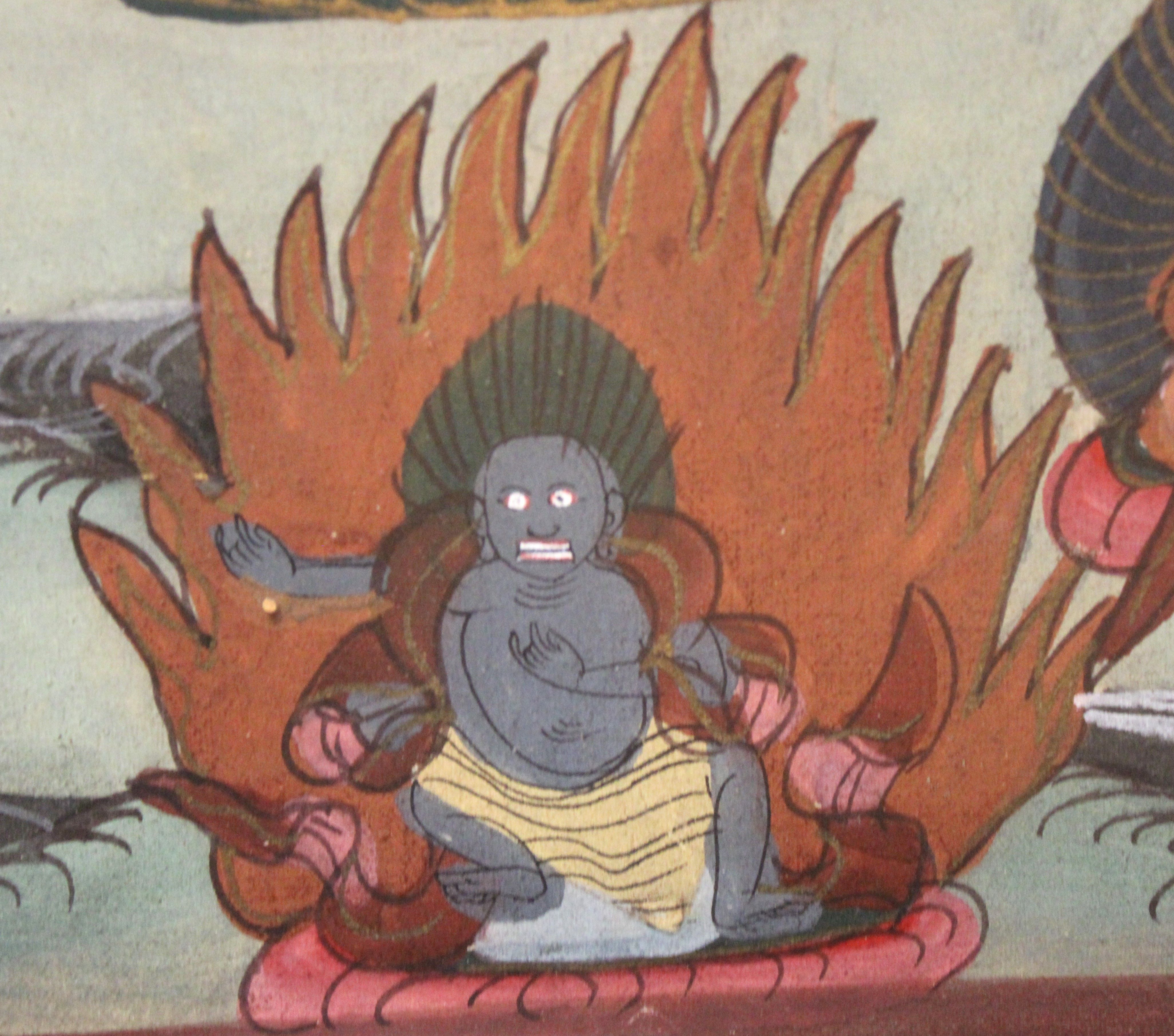 A Tibetan Thangka Buddhist Painting framed. - Image 4 of 4