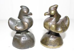 Two Burmese bronze opium weights in the form of birds, tallest 6cm high