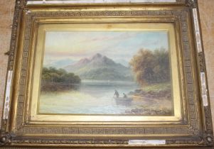 A. Coleman " lake Landscape with boat"  Oil On board. Signed lower right   Gilt Framed. Good