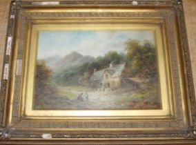 A Coleman  " Cottages North Wales"   Oil On board. Signed lower right  Gilt Framed Aperture 6.1/