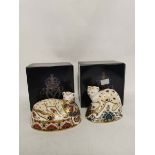 Two Royal Crown Derby English Bone China Paperweights; Sinclairs 'Leopard Cub' 1441/1500, Bronze