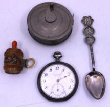 Selection of items.  To include a "0,875" hallmarked Silver Fred Johansen Kristiania Pocket Watch, a