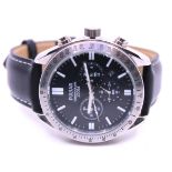 Men's Pulsar Chronograph Quartz Watch. Boxed. The watch has a black dial with an Analogue