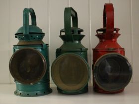 3 x Vintage kerosine railway lamps