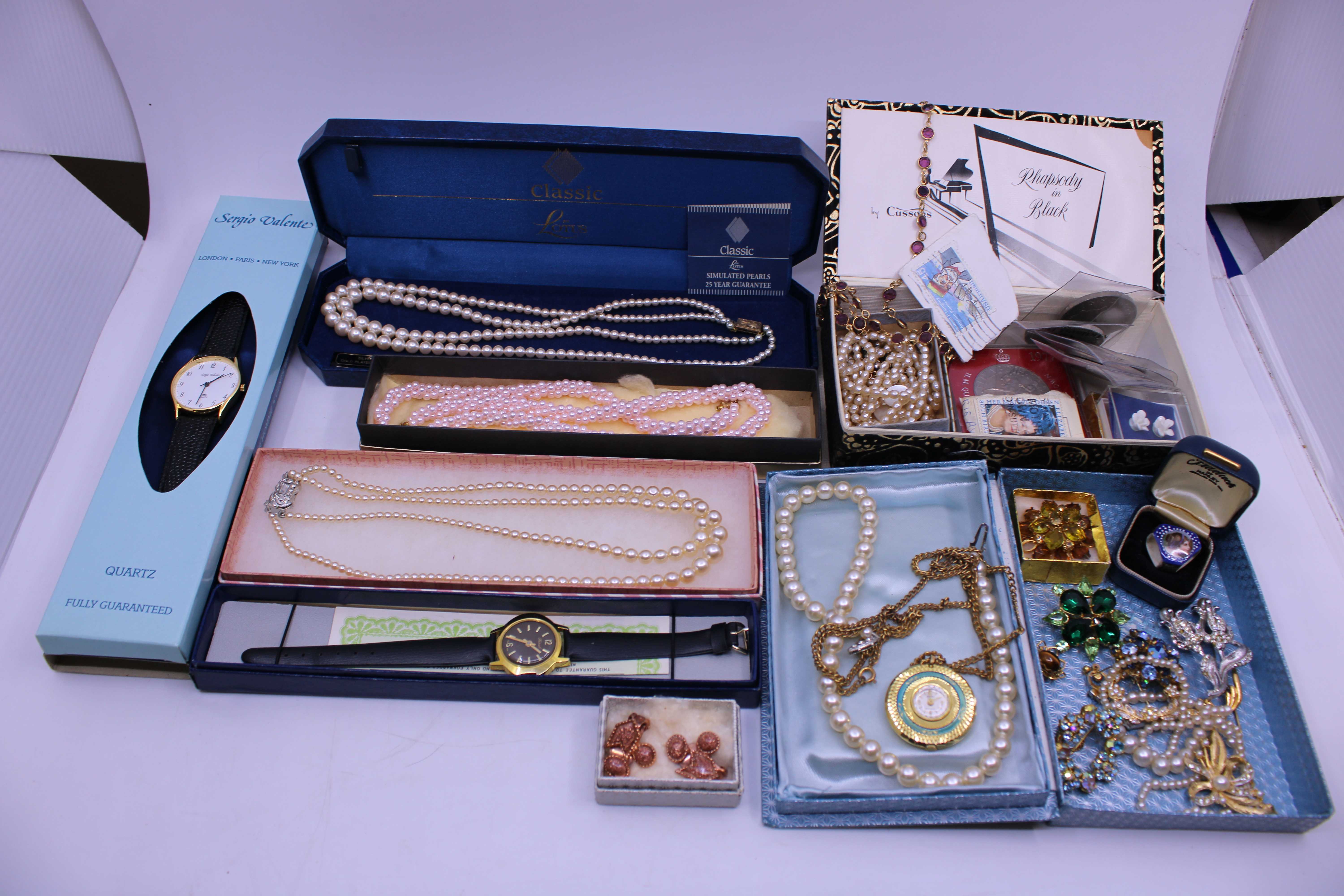 Large Selection of Costume Jewellery, Quartz Watches and Coins.  The Costume Jewellery is to include