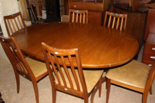 Suite of 6 G Plan teak dining room chairs and oval table from the Fresco Range designed by Leslie