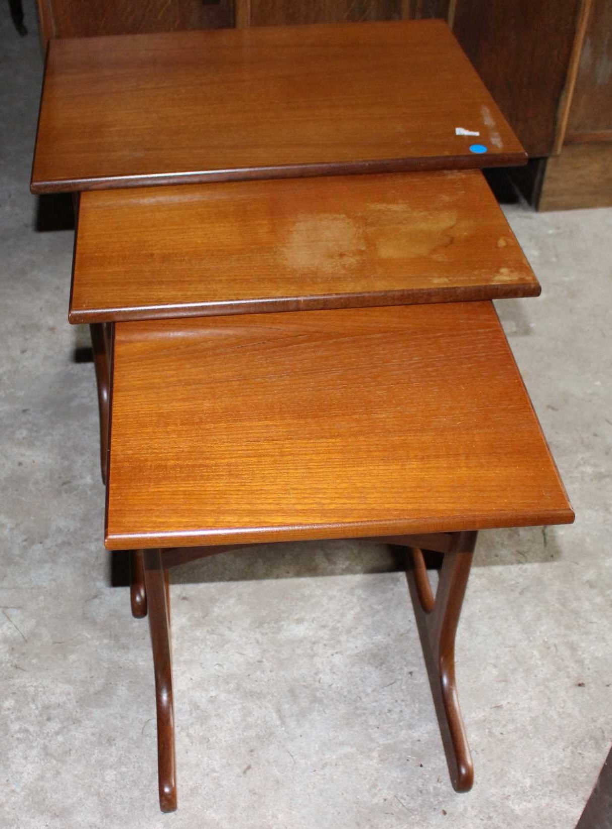 Mid Century Modern G Plan Teak Nesting Tables, middle table does have some water/wear staining. - Image 3 of 3