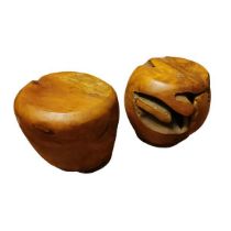 Two Turned Root Wood Stool/ Coffee Tables, each approximately 41cm high and 43cm in diameter, in